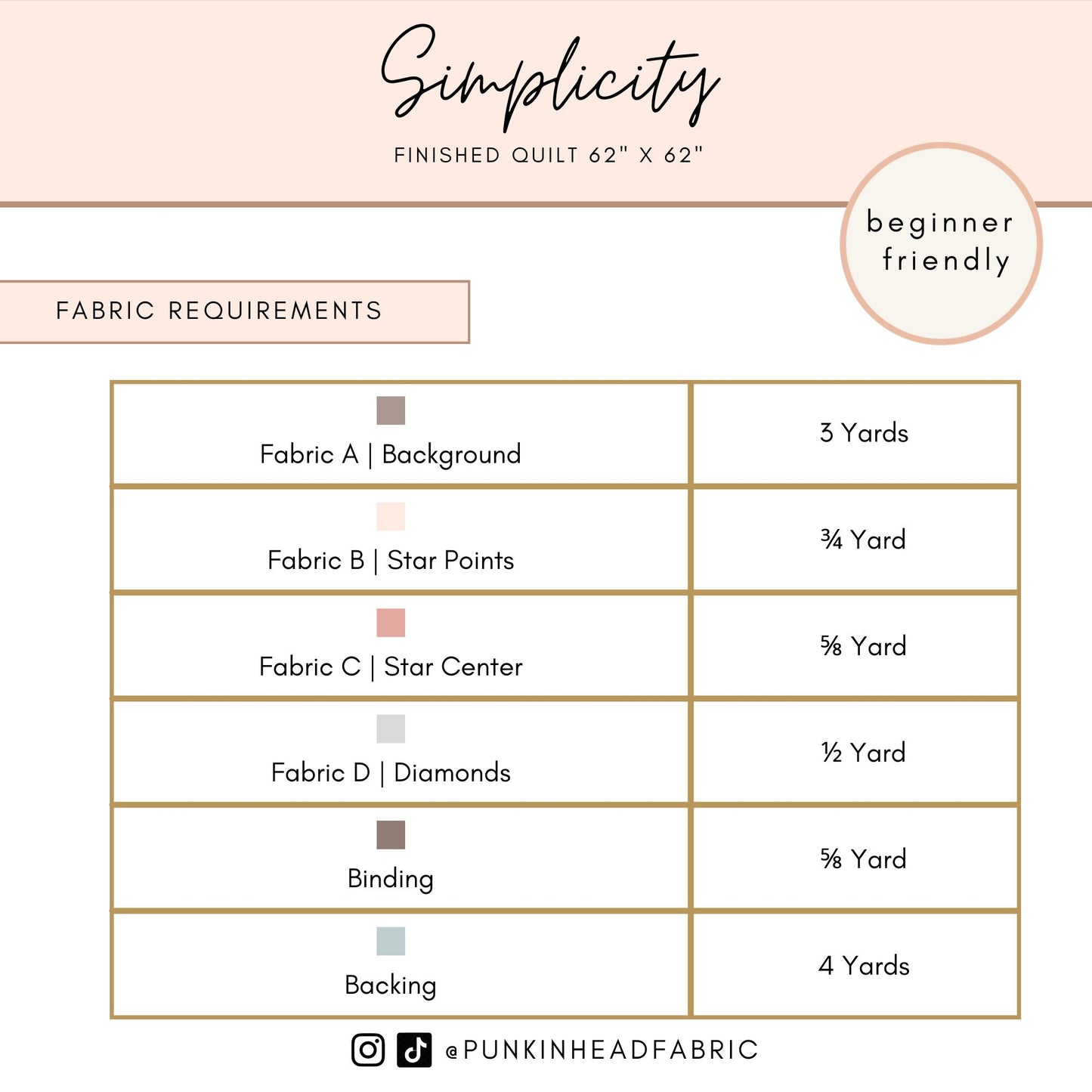 Simplicity Quilt Pattern by Punkinhead Fabric - PDF Pattern, Beginner Friendly Modern Sawtooth Star Quilt Pattern