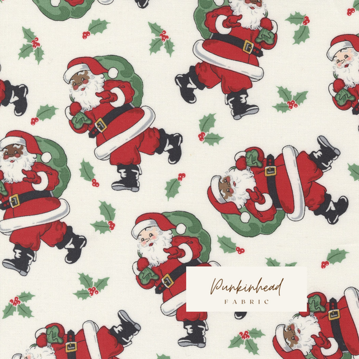 Holly Jolly Retro Vintage Santa Snow White by Urban Chiks for Moda Christmas Holiday Cotton Quilting Fabric Fabric by the yard