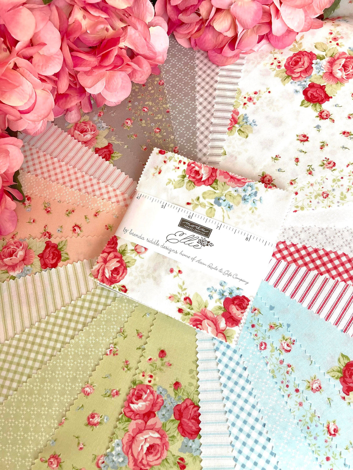 Ellie Green Pink Peach Small Vintage Floral by Brenda Riddle for Moda Cotton Quilting Fabric by the yard