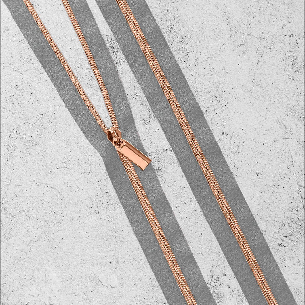 Grey Gray & Rose Gold Brass Bronze Zipper By The Yard + Pulls from Sallie Tomato - 3 Yards, Size #5, 9 Pulls INCLUDED