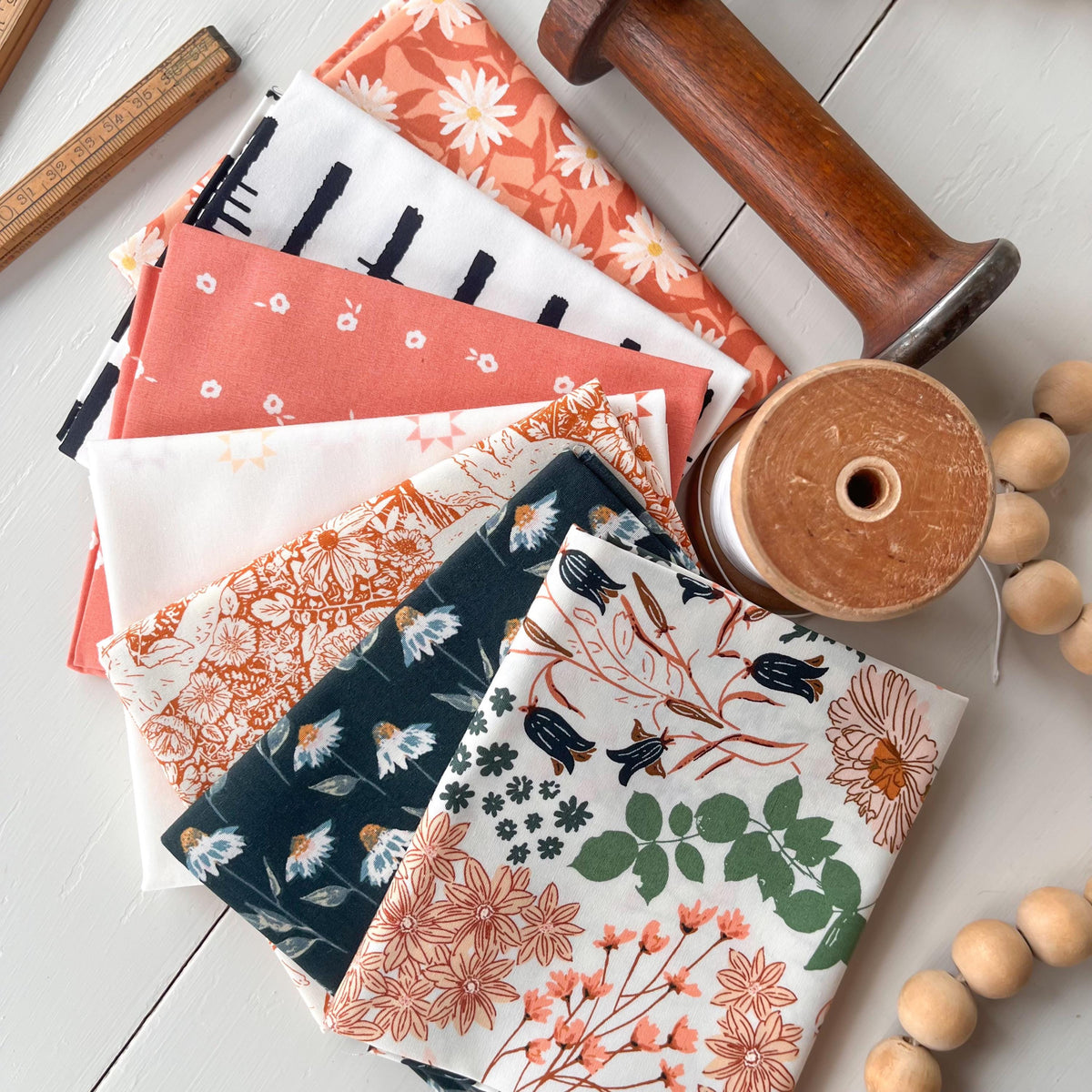 Mini Fat Quarter Bundle Neutral Floral Nature fabrics by Art Gallery Fabrics Cotton Quilting Fabric