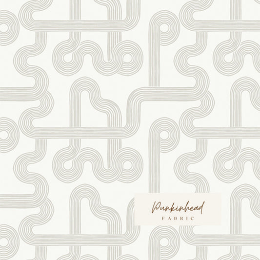 Duality Fusion Winding Course White by Art Gallery Fabrics, Quilting Fabric by the Yard, Cotton Fabric, Black & White Patterned Fabric