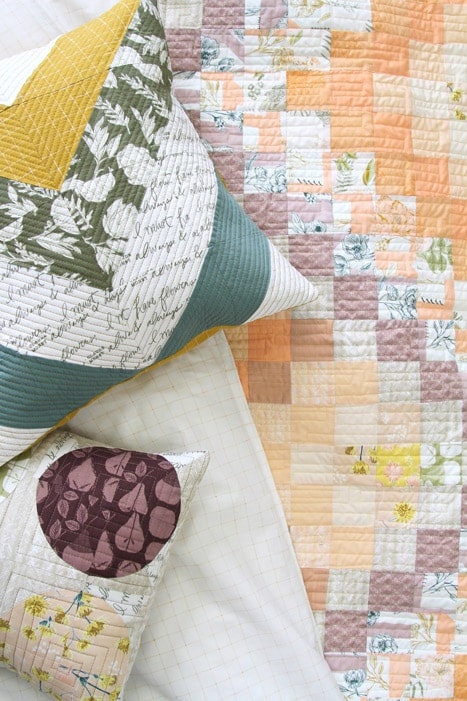 Gathered Collected Stems Dusty by Art Gallery Fabrics Pink White Gold Yellow Floral Cotton Quilting Fabric by the Yard by Bonnie Christine
