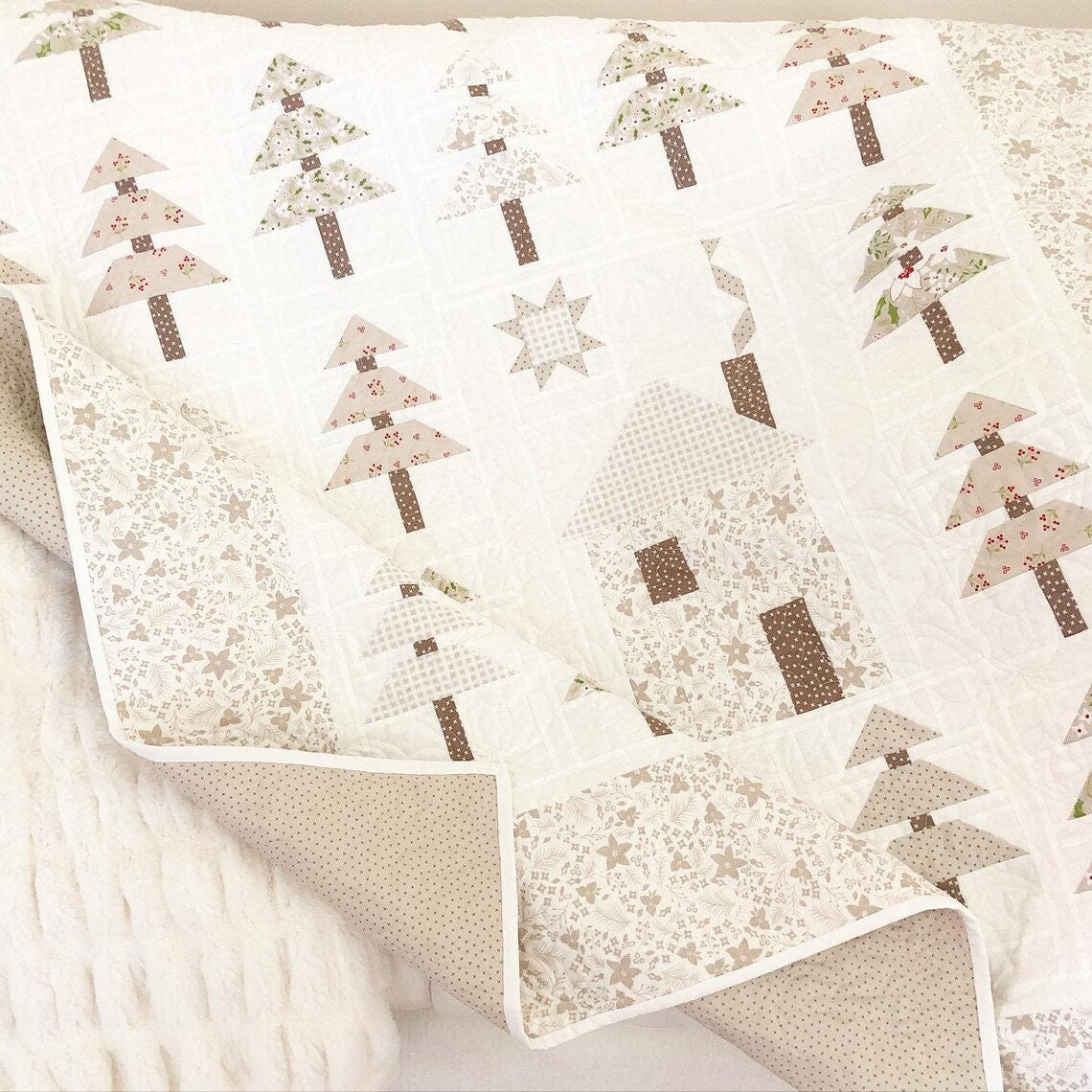 Christmas Quilt Pattern, Silent Night by The Pattern Basket, Christmas Tree Quilt Pattern - PAPER Pattern