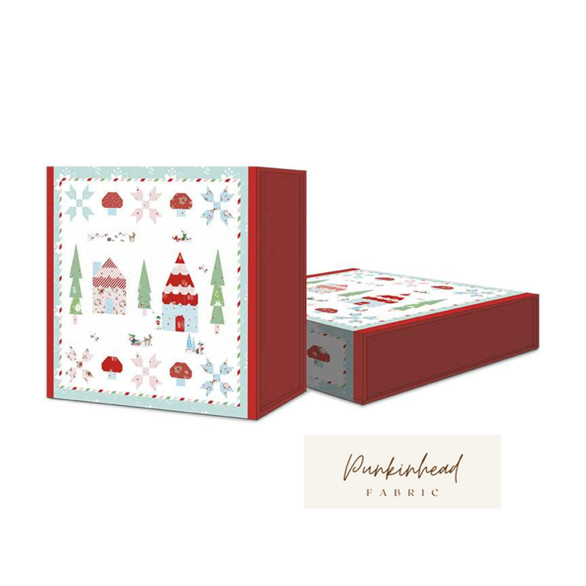 Tasha Noel Pixie Ville Christmas Quilt Kit by Riley Blake, Holiday Winter Tree Elf Cotton Quilt Fabric by the Yard, Christmas Fabric