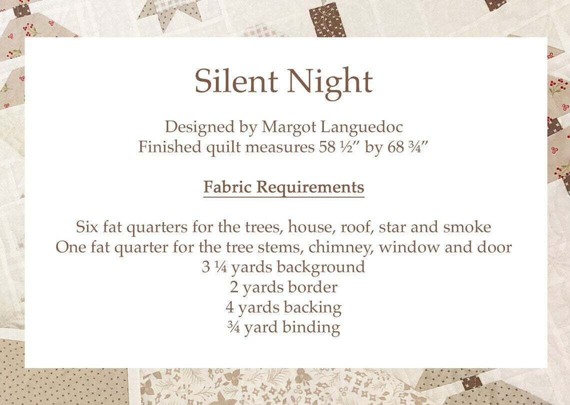 Christmas Quilt Pattern, Silent Night by The Pattern Basket, Christmas Tree Quilt Pattern - PAPER Pattern