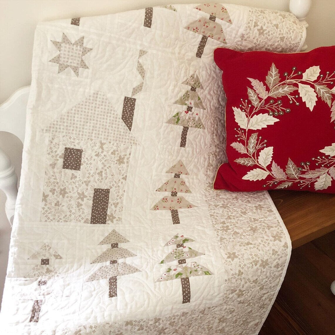 Christmas Quilt Pattern, Silent Night by The Pattern Basket, Christmas Tree Quilt Pattern - PAPER Pattern