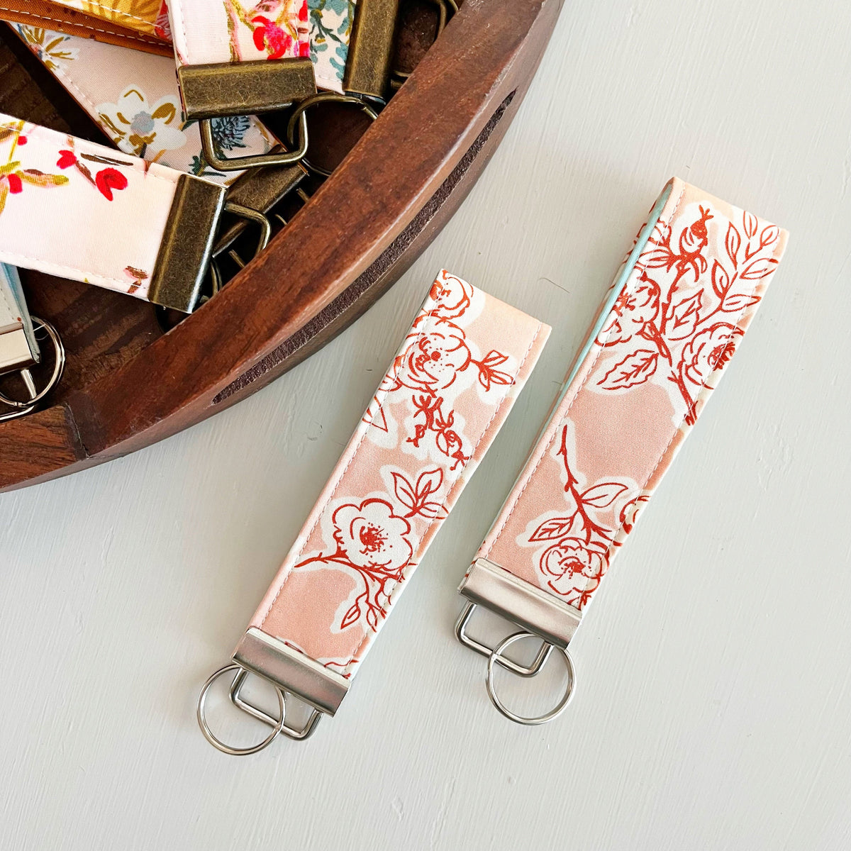 Keychain Wristlet Lanyard Key Fob Floral Print by Art Gallery Fabrics 