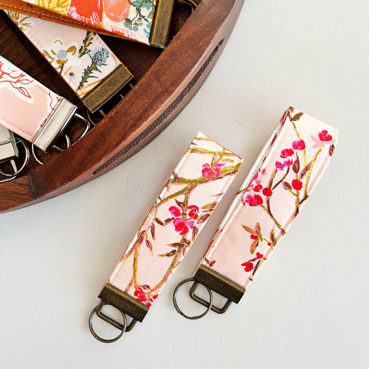 Keychain Wristlet Lanyard Key Fob Floral Print by Art Gallery Fabrics 