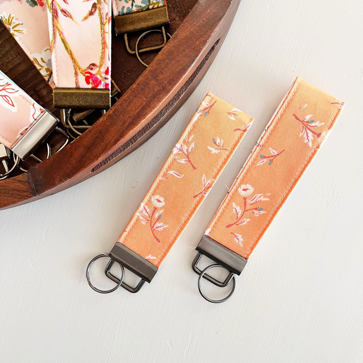 Keychain Wristlet Lanyard Key Fob Floral Print by Art Gallery Fabrics 