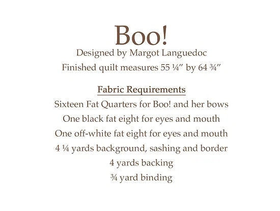 Boo! Ghost Quilt Pattern by The Pattern Basket - PAPER Pattern, Halloween and Fall Quilt Pattern