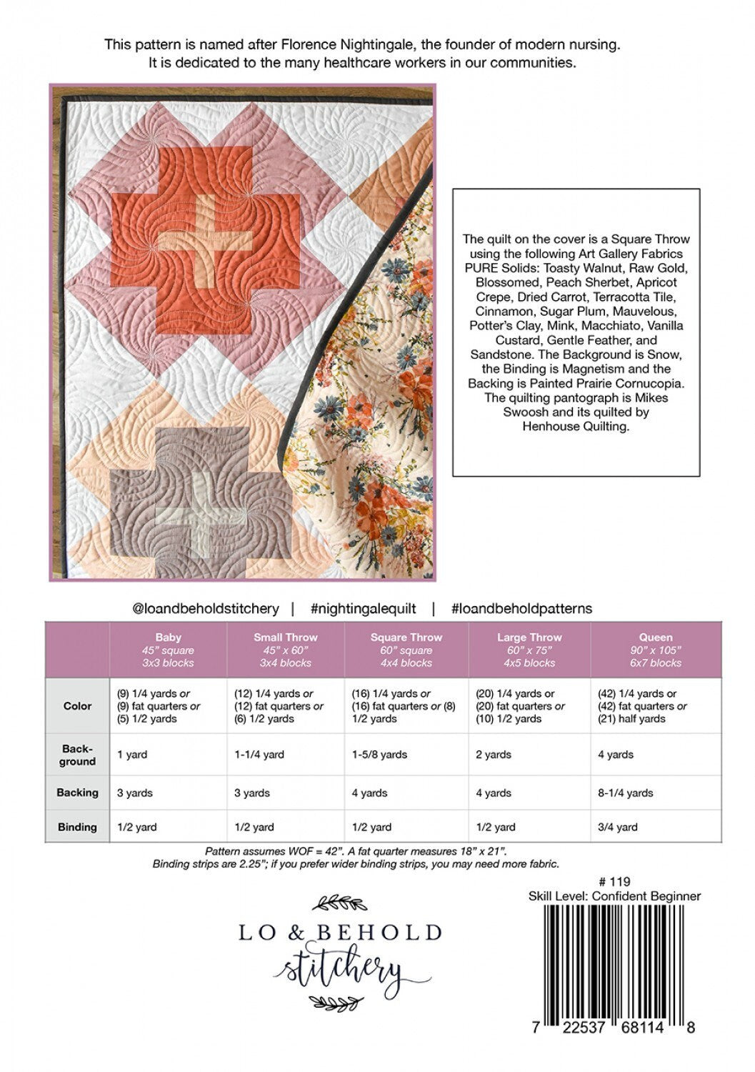 Nightingale Quilt Pattern by Lo & Behold Stitchery - PAPER Pattern, Geometric Quilt Patter, Modern Quilt Pattern