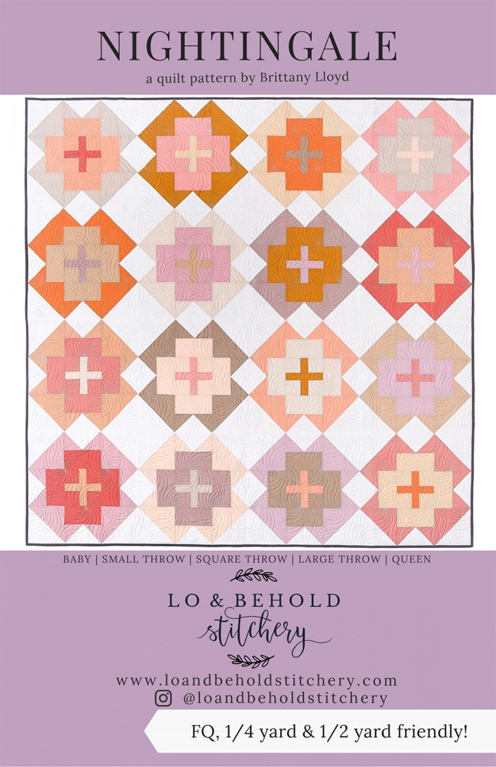 Nightingale Quilt Pattern by Lo & Behold Stitchery - PAPER Pattern, Geometric Quilt Patter, Modern Quilt Pattern