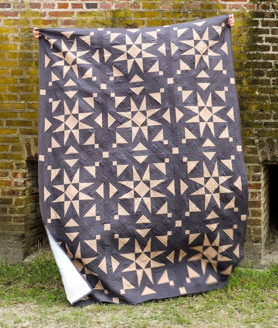 Mosaic Star Quilt Pattern by Lo & Behold Stitchery - PAPER Pattern, Sawtooth Quilt Patter, Modern Quilt Pattern