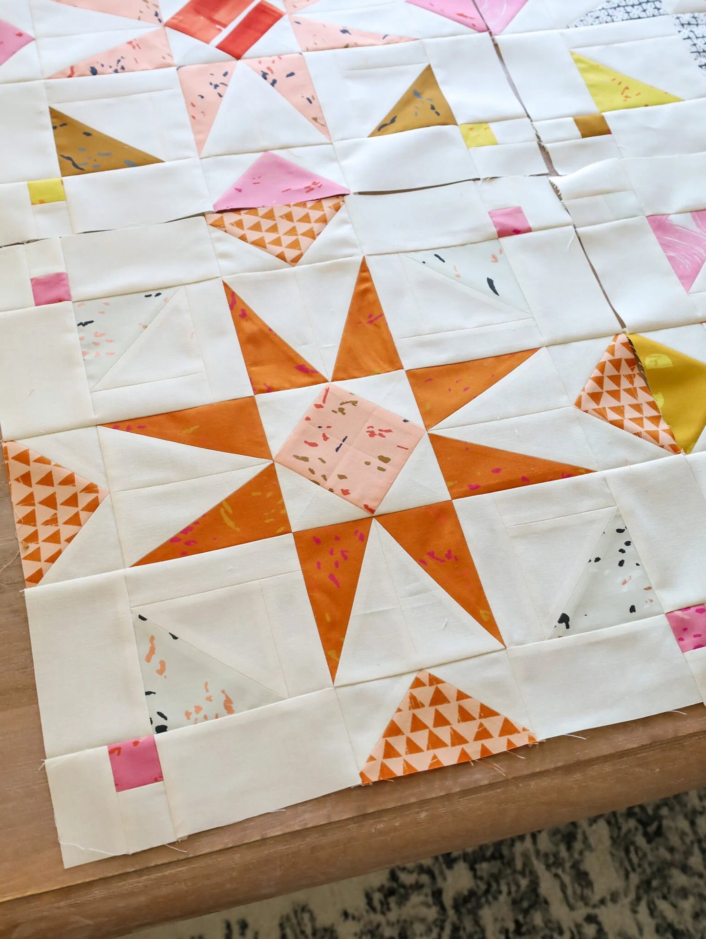 Mosaic Star Quilt Pattern by Lo & Behold Stitchery - PAPER Pattern, Sawtooth Quilt Patter, Modern Quilt Pattern