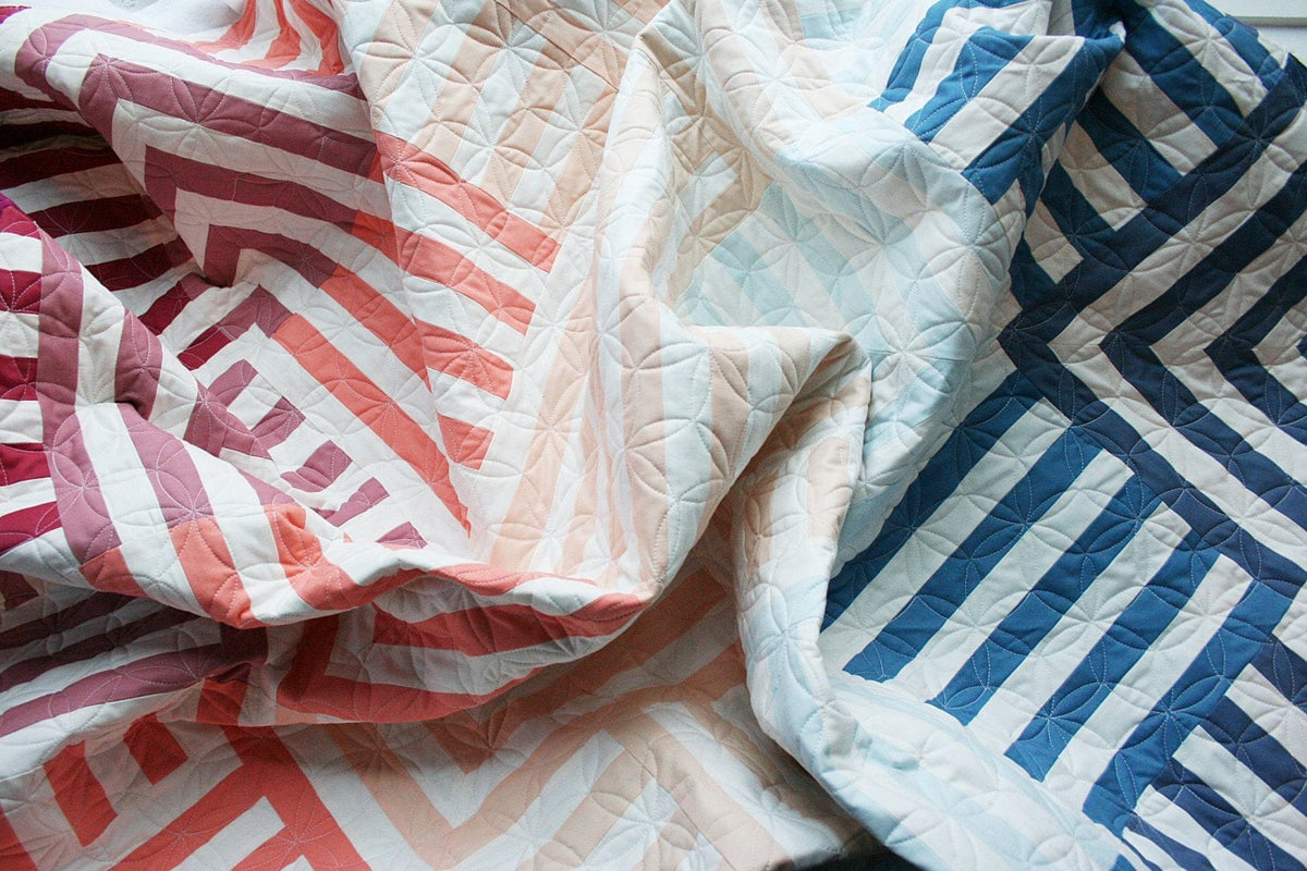 Interwoven Quilt Pattern by Lo & Behold Stitchery - PAPER Pattern, MCM Quilt Patter, Modern Quilt Pattern