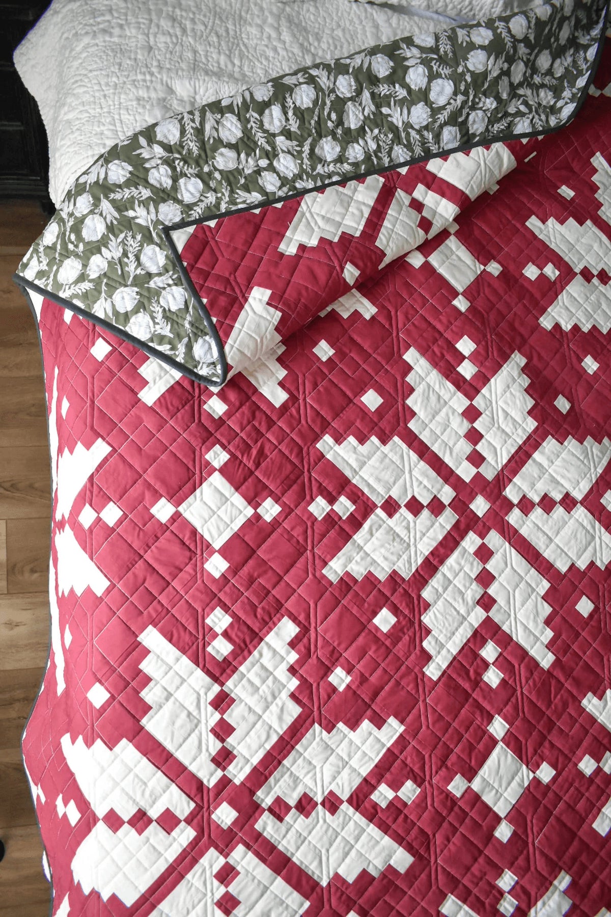 Knitted Star Quilt Kit Aqua Blue Green and White by Lo & Behold Stitchery - PAPER Pattern Christmas Sweater Modern Quilt Pattern