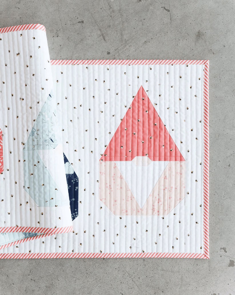 Nordic Gnome Quilt Pattern by Cotton and Joy - PAPER Pattern, Christmas Quilt Pattern, Modern Quilt Pattern