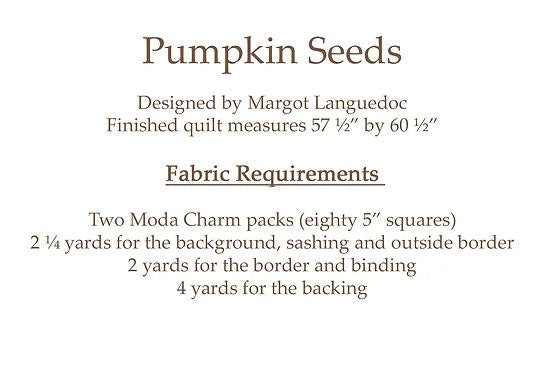 Pumpkin Seeds Quilt Pattern by The Pattern Basket - PAPER Pattern, Halloween and Fall Quilt Pattern, Pumpkin Quilt Pattern