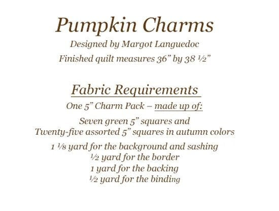 Pumpkin Charms Quilt Pattern by The Pattern Basket - PAPER Pattern, Halloween and Fall Quilt Pattern, Pumpkin Quilt Pattern