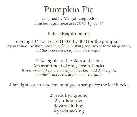 Pumpkin Pie Quilt Pattern by The Pattern Basket - PAPER Pattern, Halloween and Fall Quilt Pattern, Pumpkin Quilt Pattern