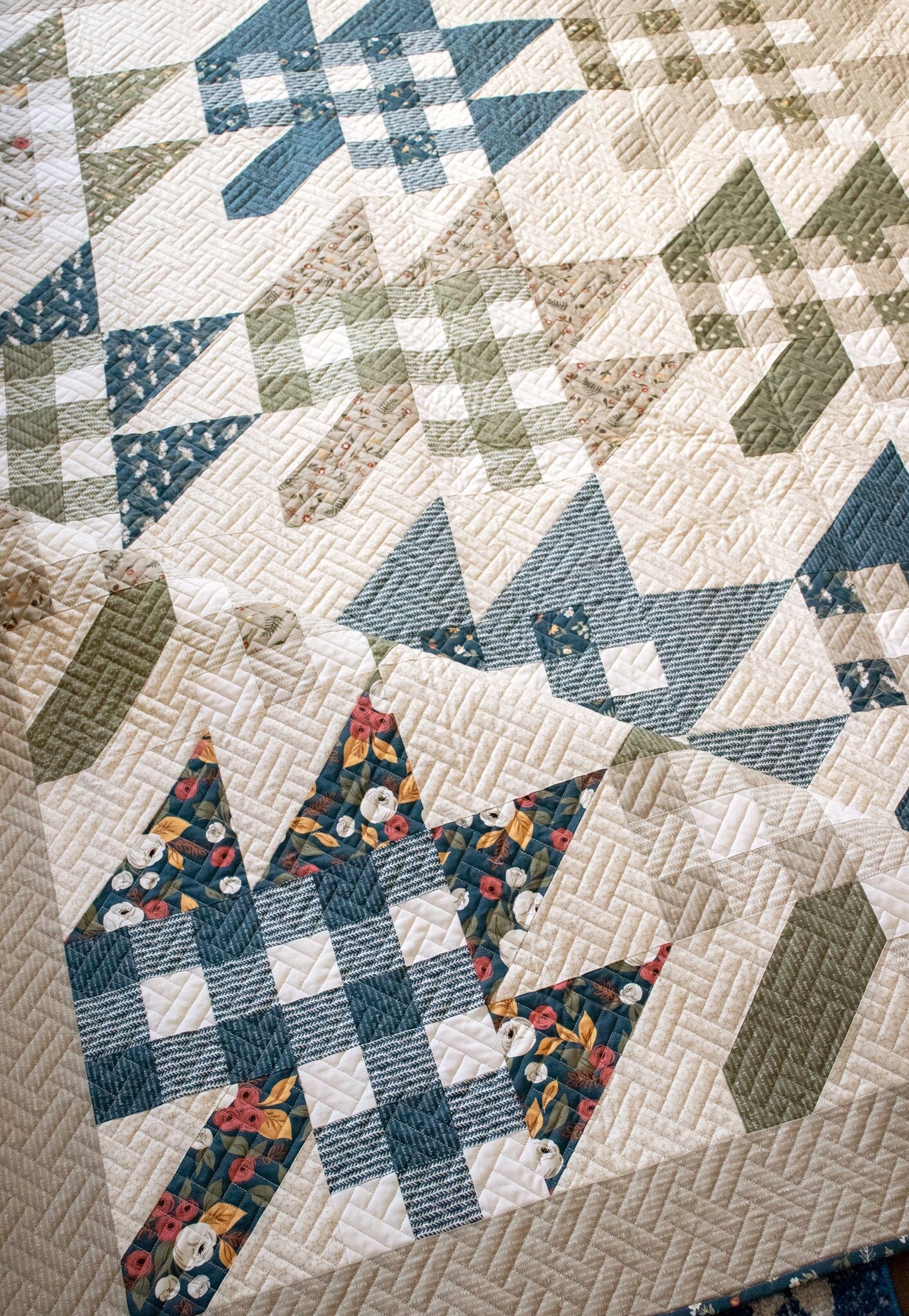Gingham Style Plaid Fall Maple Leaf Quilt Pattern by Lella Boutique - PAPER Pattern Modern Fall Leaf Quilt Pattern