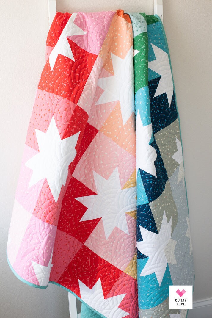 Star Pop II Quilt Pattern by The Pattern Basket - PAPER Pattern, Scrappy Quilt Pattern, Sawtooth Star Quilt Pattern, Patchwork Quilt