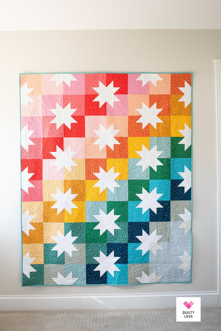 Star Pop II Quilt Pattern by The Pattern Basket - PAPER Pattern, Scrappy Quilt Pattern, Sawtooth Star Quilt Pattern, Patchwork Quilt
