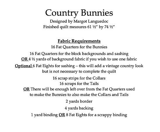 Country Bunnies Quilt Pattern by The Pattern Basket - PAPER Pattern, Spring Easter Bunny Quilt Pattern