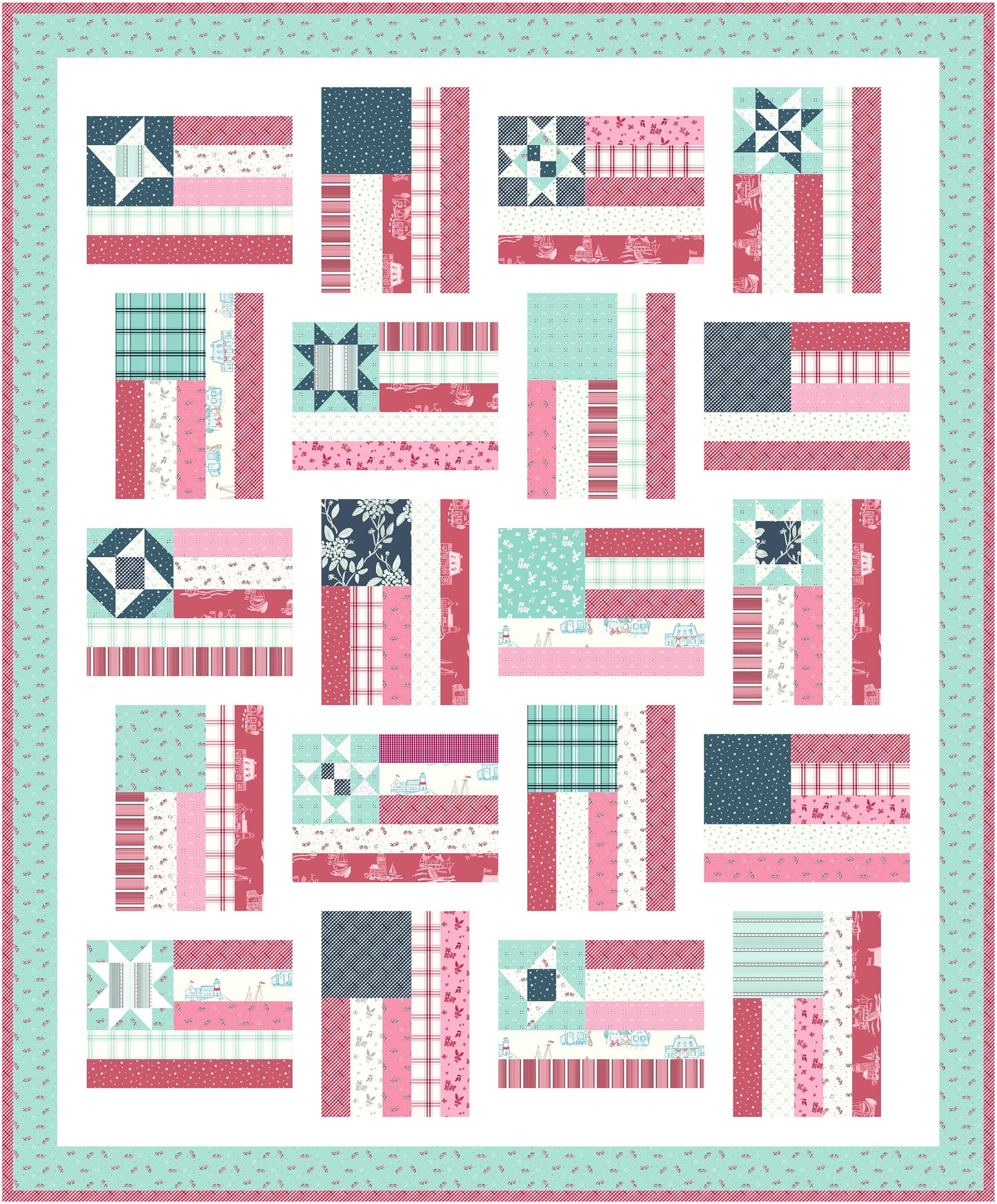 Fly the Flag Quilt Pattern by Amy Smart Diary of a Quilter - PAPER Pattern July 4th Patriotic American Flag Quilt Pattern