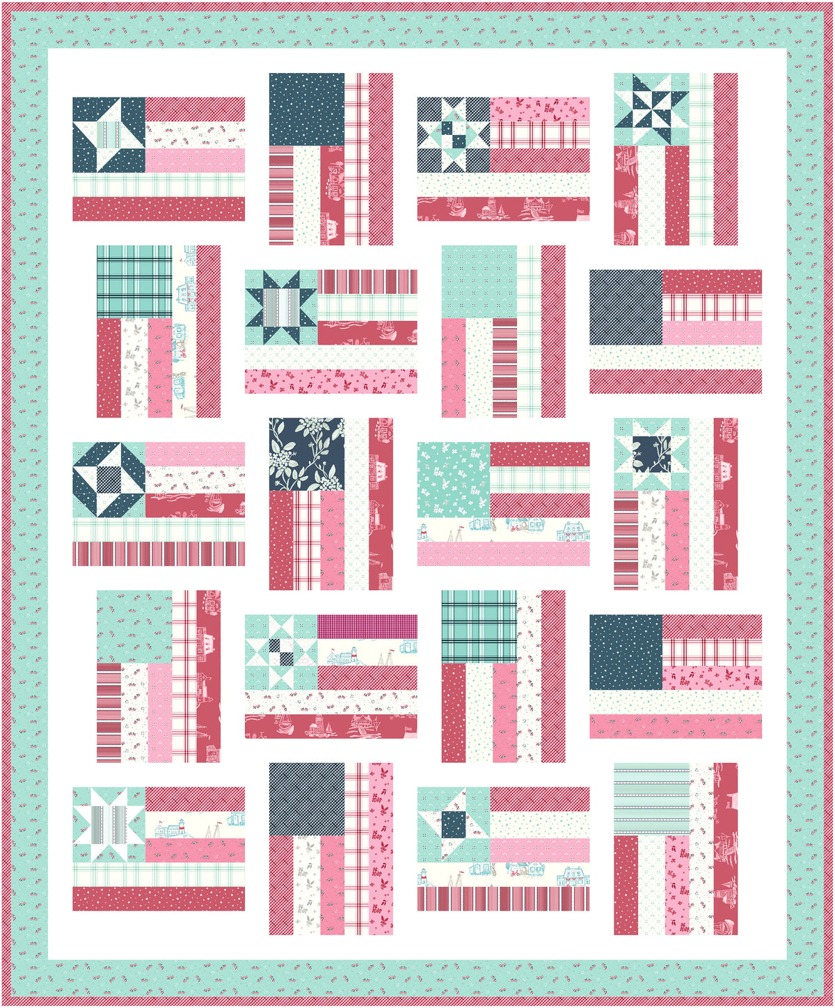 Fly the Flag Quilt Pattern by Amy Smart Diary of a Quilter - PAPER Pattern July 4th Patriotic American Flag Quilt Pattern
