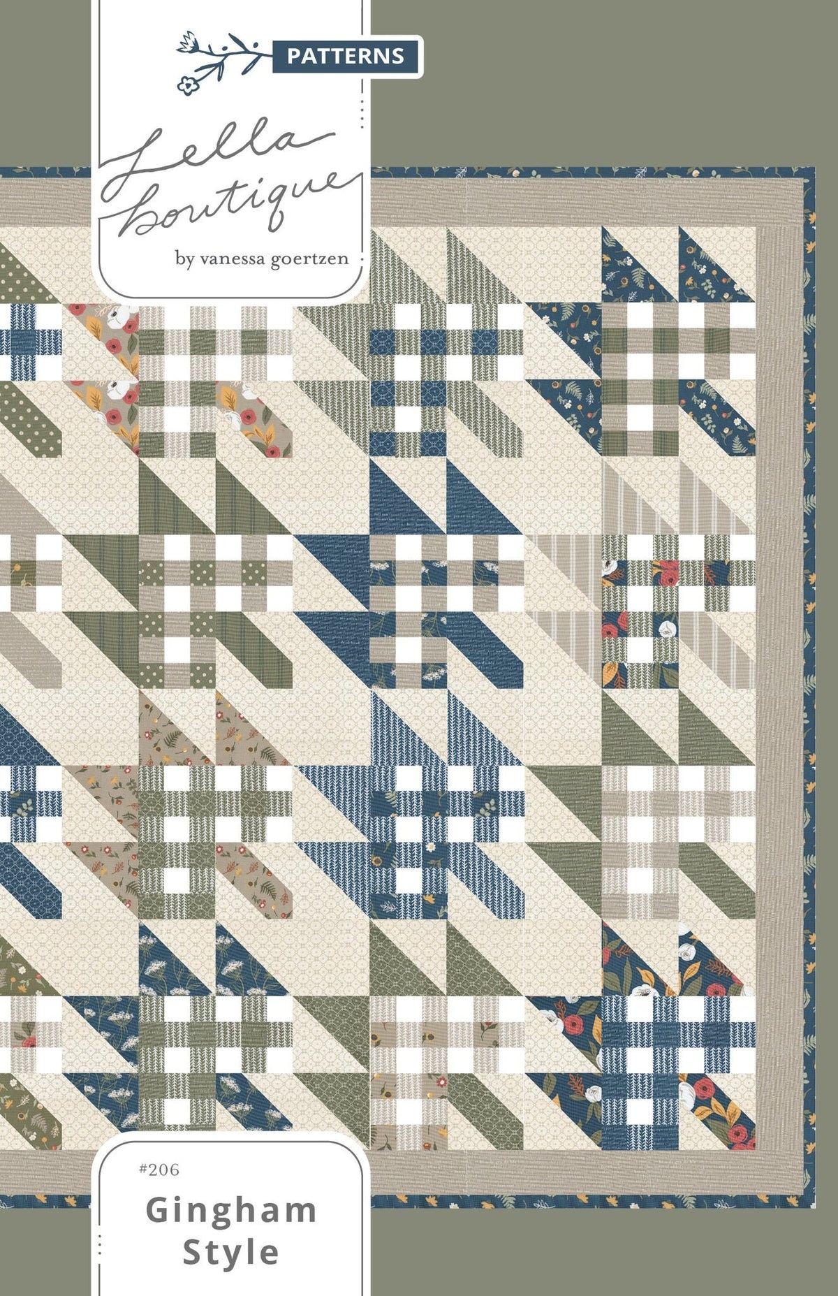 Gingham Style Plaid Fall Maple Leaf Quilt Pattern by Lella Boutique - PAPER Pattern Modern Fall Leaf Quilt Pattern