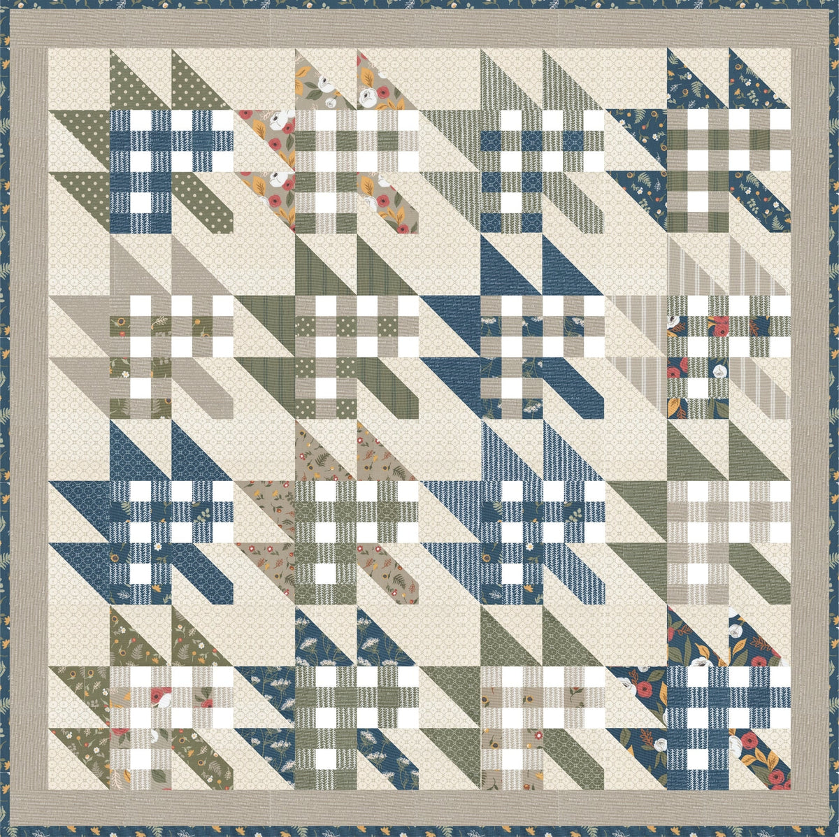 Gingham Style Plaid Fall Maple Leaf Quilt Pattern by Lella Boutique - PAPER Pattern Modern Fall Leaf Quilt Pattern