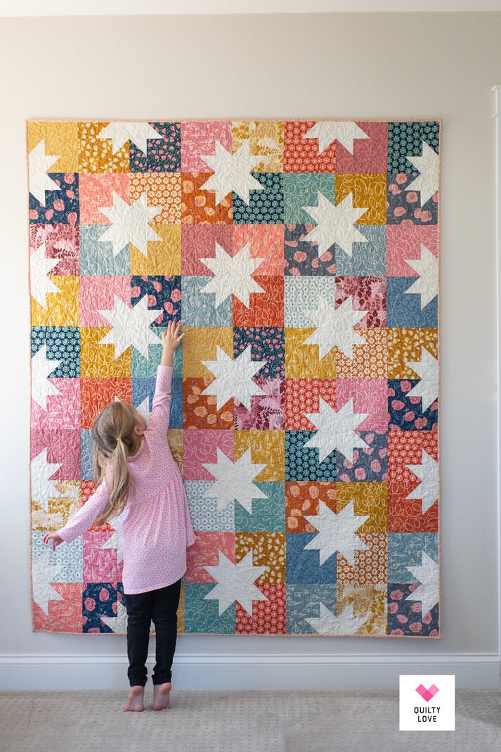 Star Pop II Quilt Pattern by The Pattern Basket - PAPER Pattern, Scrappy Quilt Pattern, Sawtooth Star Quilt Pattern, Patchwork Quilt