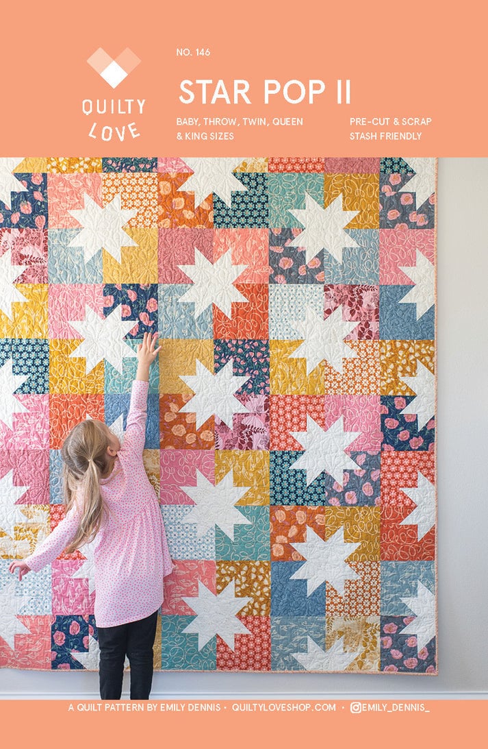 Star Pop II Quilt Pattern by The Pattern Basket - PAPER Pattern, Scrappy Quilt Pattern, Sawtooth Star Quilt Pattern, Patchwork Quilt