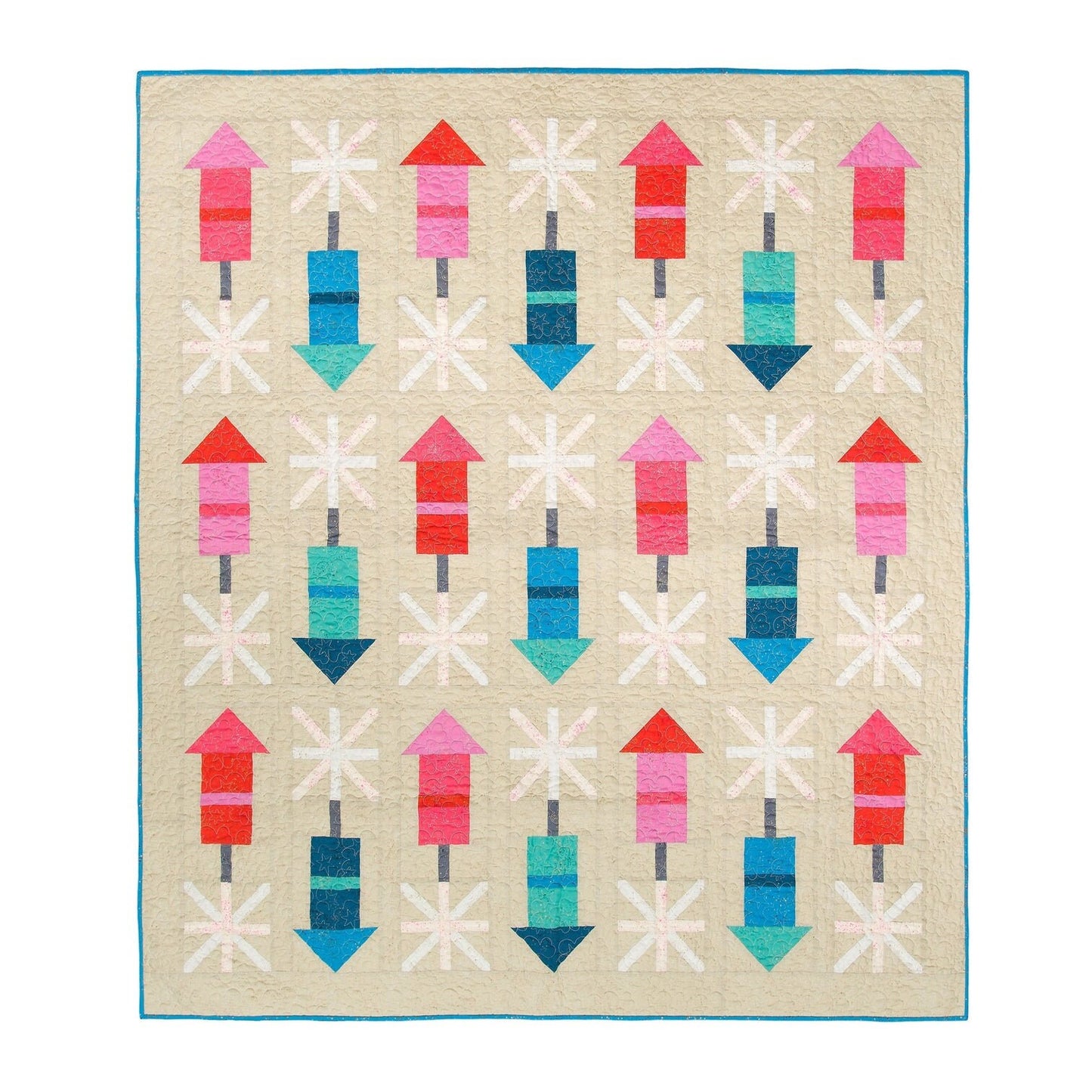 Firecracker Quilt Pattern by Pen + Paper Patterns PAPER Pattern Modern Patriotic July 4th Fireworks Fourth of July Quilt Pattern