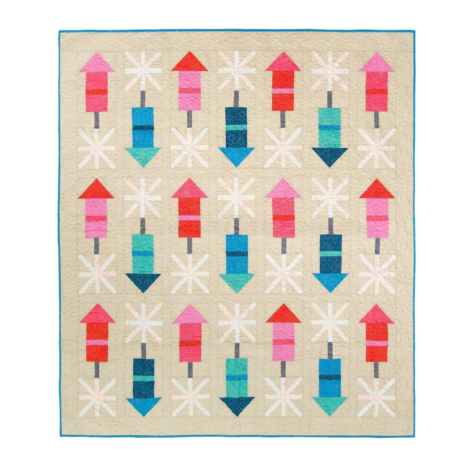 Firecracker Quilt Pattern by Pen + Paper Patterns PAPER Pattern Modern Patriotic July 4th Fireworks Fourth of July Quilt Pattern
