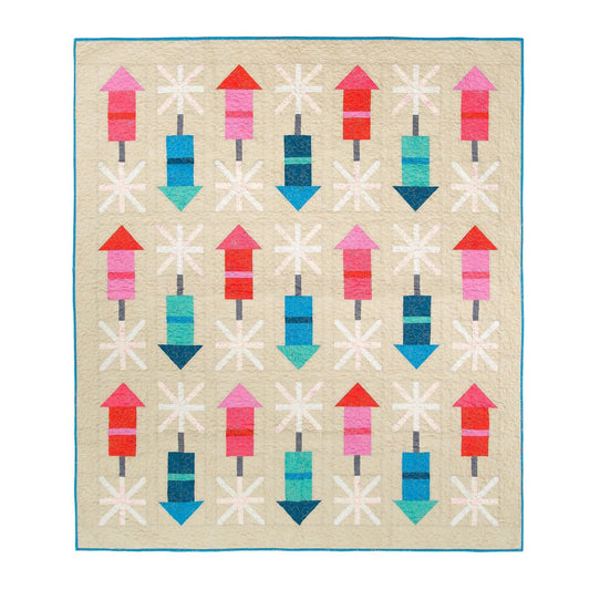 Firecracker Quilt Pattern by Pen + Paper Patterns PAPER Pattern Modern Patriotic July 4th Fireworks Fourth of July Quilt Pattern