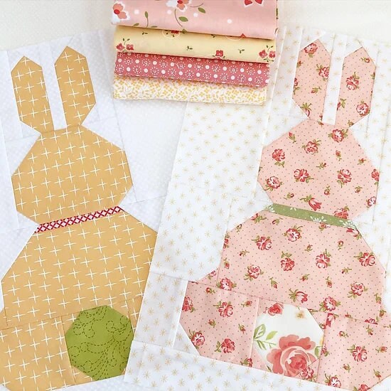 Country Bunnies Quilt Pattern by The Pattern Basket - PAPER Pattern, Spring Easter Bunny Quilt Pattern