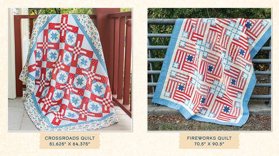 Summer Memories Quilt & Cross Stitch Pattern Book by Susan Ache Fat Quarter Shop It's So Emma July 4th Patriotic American Flag Quilt Pattern