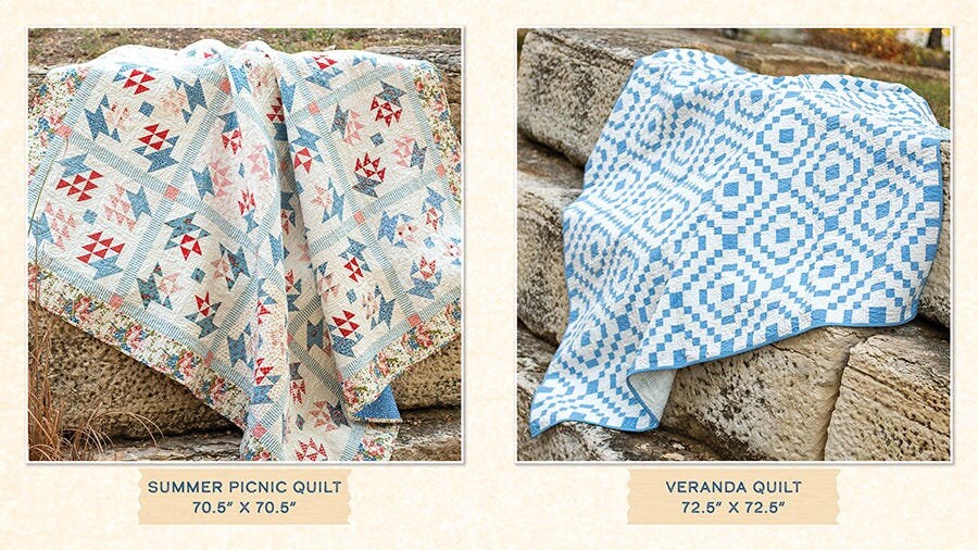 Summer Memories Quilt & Cross Stitch Pattern Book by Susan Ache Fat Quarter Shop It's So Emma July 4th Patriotic American Flag Quilt Pattern