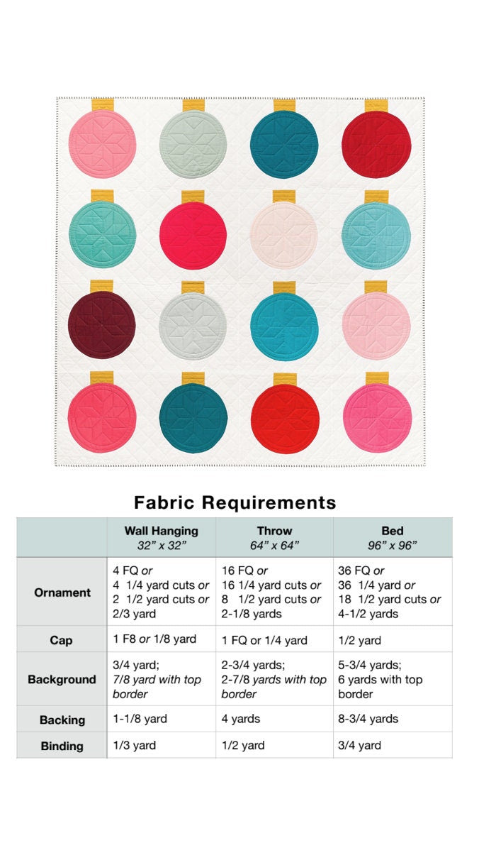 Retro Ornaments Christmas Quilt Pattern by Lo & Behold Stitchery - PAPER Pattern Modern Quilt Pattern