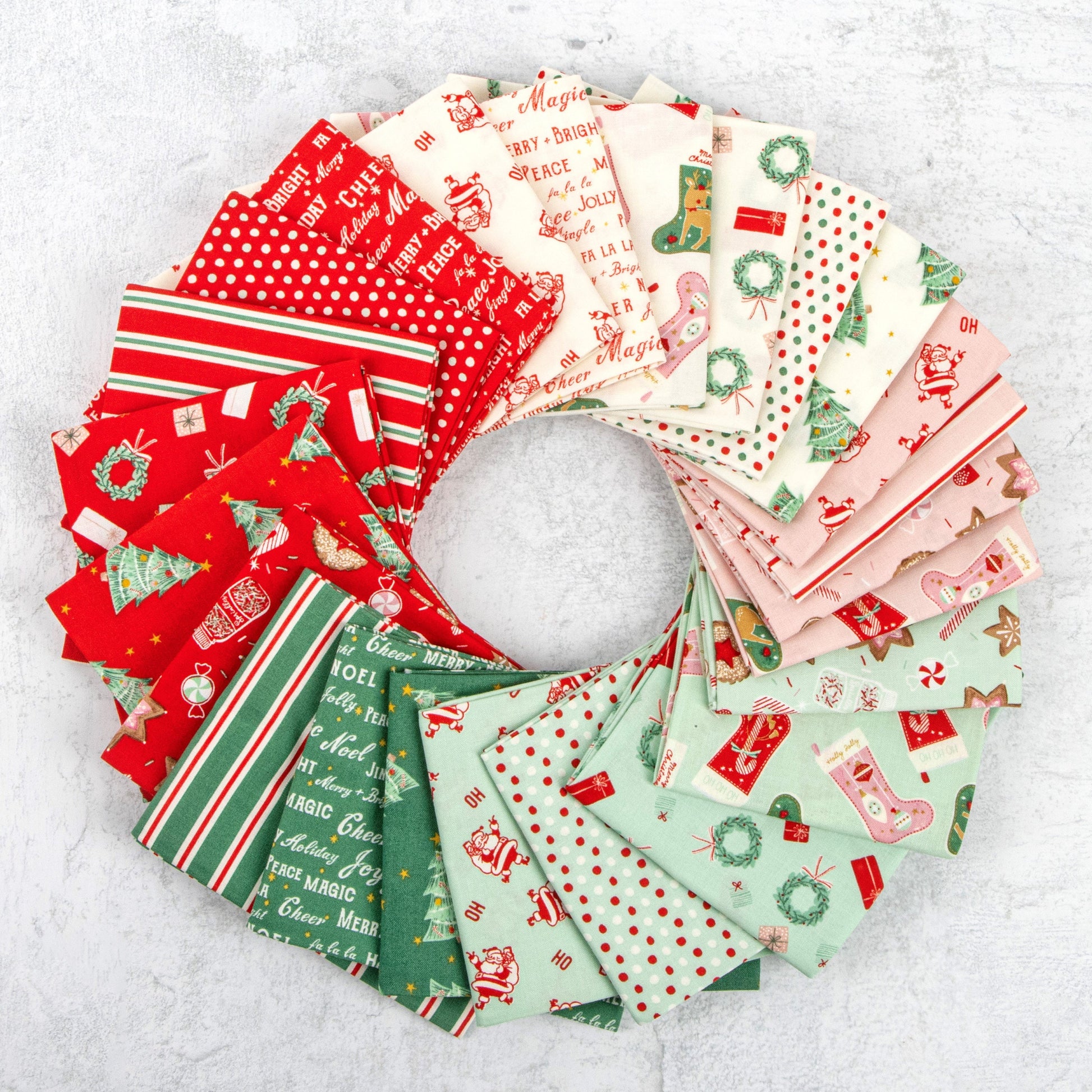 Holiday Cheer Christmas Wreaths & Presents Gifts in Cream by Riley Blake Cotton Quilting Fabric by the Yard, Vintage Christmas Fabric