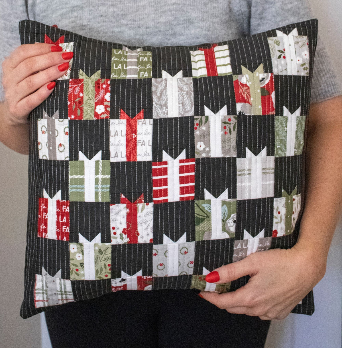 Christmas Eve Dove 5186 13 Gray White Stripe by Lella Boutique for Moda Cotton Quilting Fabric Holiday Stripe Fabric by the yard
