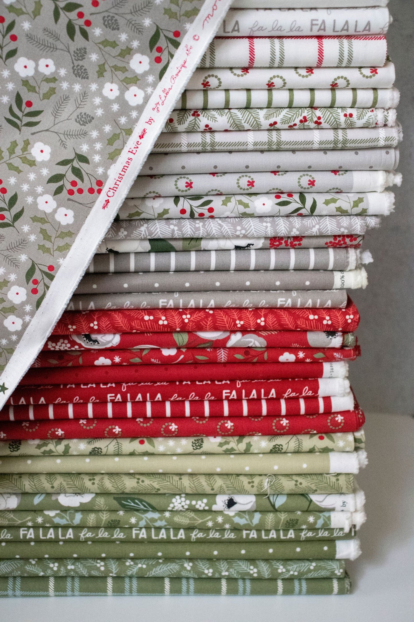 Christmas Eve Dove 5186 13 Gray White Stripe by Lella Boutique for Moda Cotton Quilting Fabric Holiday Stripe Fabric by the yard