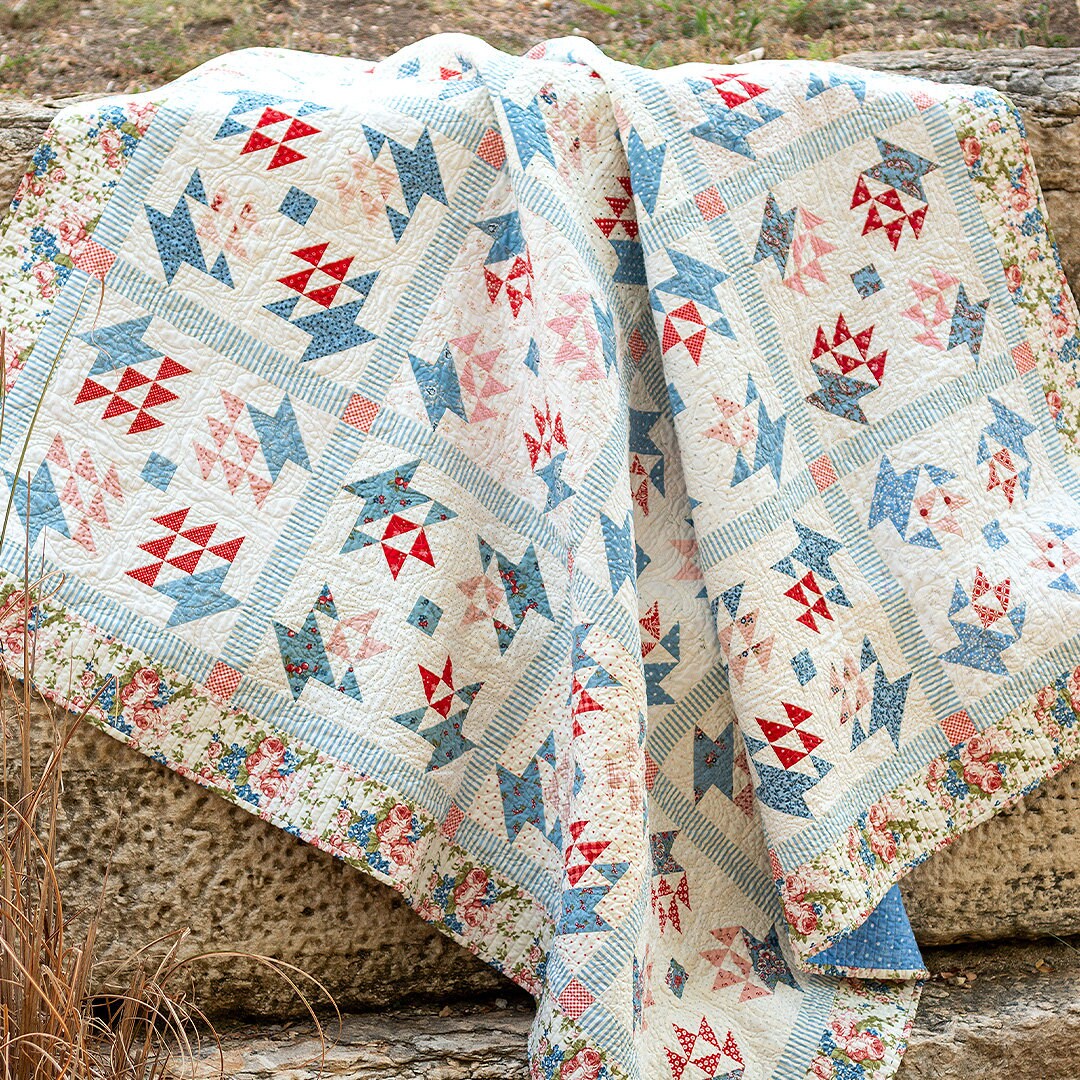 Summer Memories Quilt & Cross Stitch Pattern Book by Susan Ache Fat Quarter Shop It's So Emma July 4th Patriotic American Flag Quilt Pattern