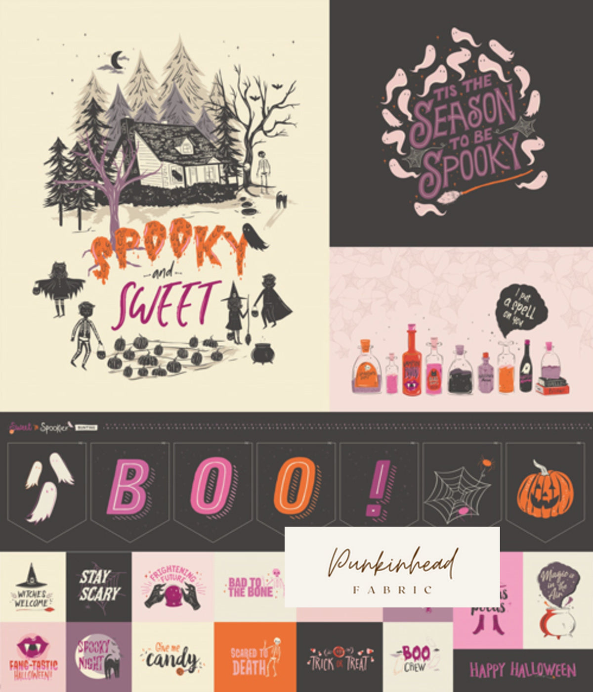 Spooky Season PANEL from Sweet & Spookier by Art Gallery Fabrics Fall Halloween Bats Fall Leaves Cotton Quilting Fabric by Yard