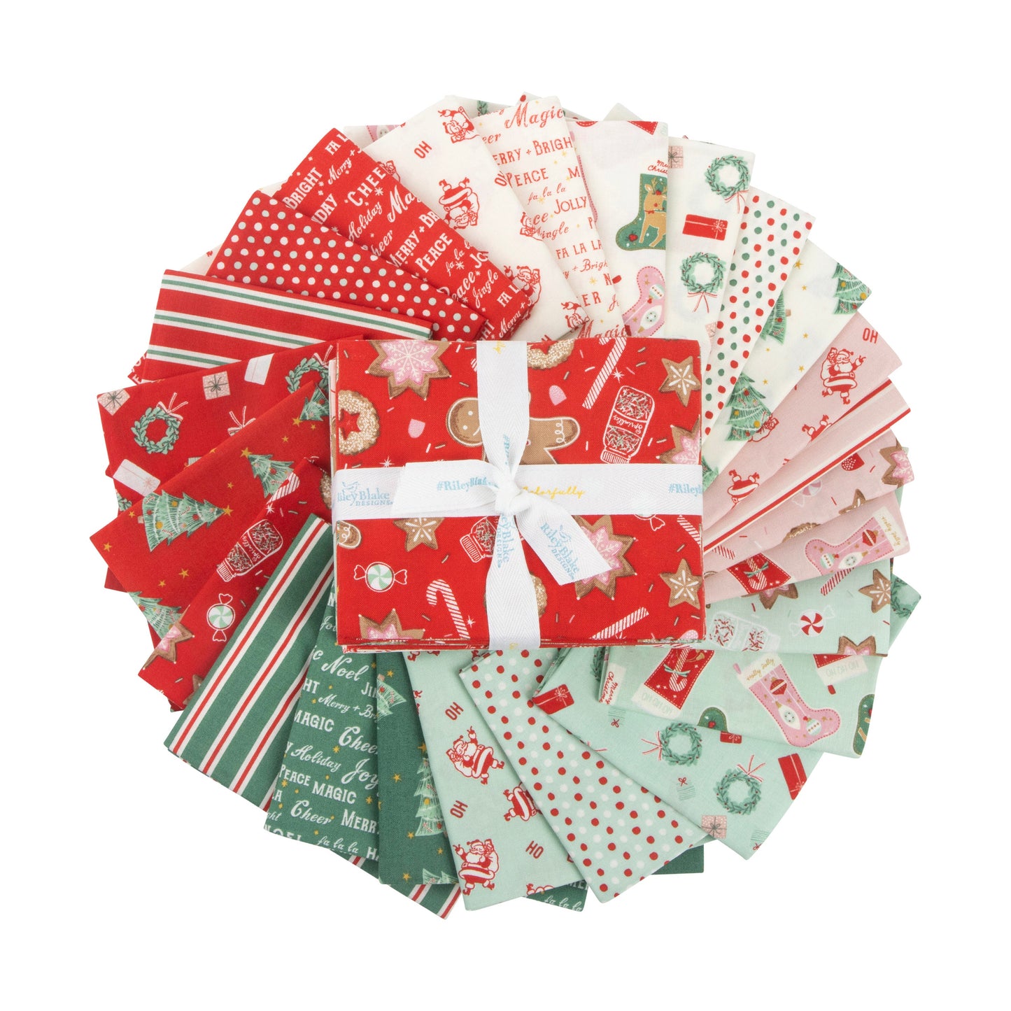 Holiday Cheer Christmas Stockings in Mint by Riley Blake Cotton Quilting Fabric by the Yard, Vintage Christmas Fabric