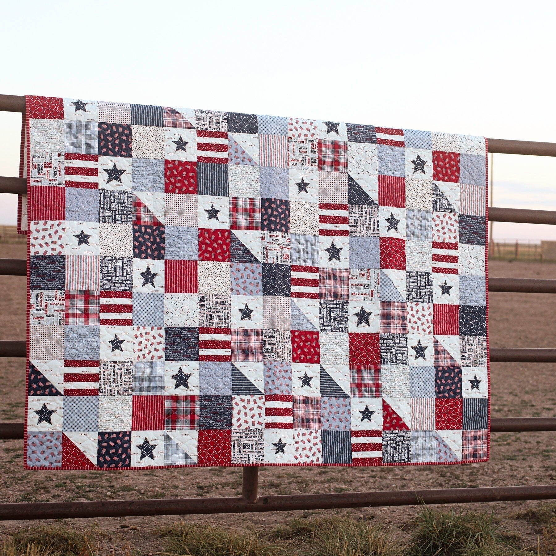 Stateside States Americana by Moda Cotton Quilting Fabric by Sweetwater Americana Flag 4th of July Fourth Quilting Fabric by the yard