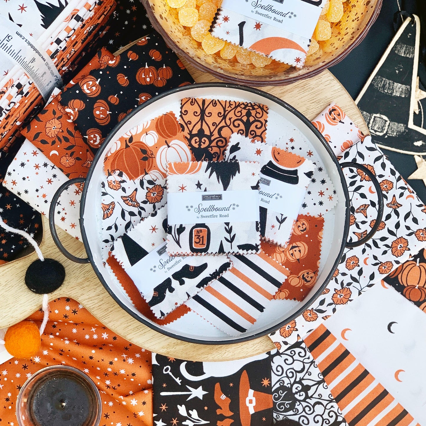 Spellbound Ghost Pumpkin Halloween Fall Cotton Quilting Fabric by Sweetfire Road for Moda, Quilting Fabric by the yard